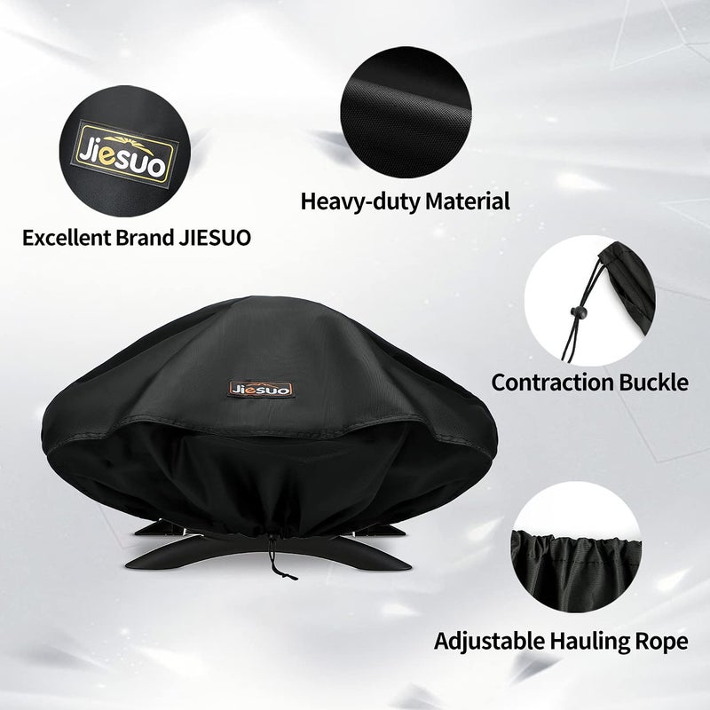 JIESUO Grill Cover for Weber Q Series, BBQ Cover for Weber Q1200, Q1000 and Q100 Series Portable Grill Accessories - Image 3